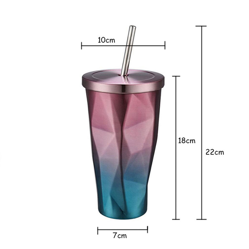 16oz reisbeker | Roestvrijstalen bekers Kolf Geïsoleerde beker Koffie IJsmok Auto Theekop met rietjes Drinkfles