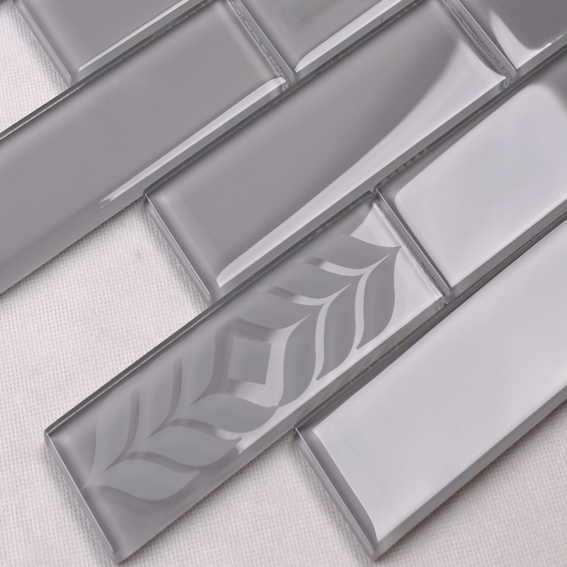HSP53 hete verkoop keuken badkamer patroon glazen baksteen mozaïek metro tegel grijs