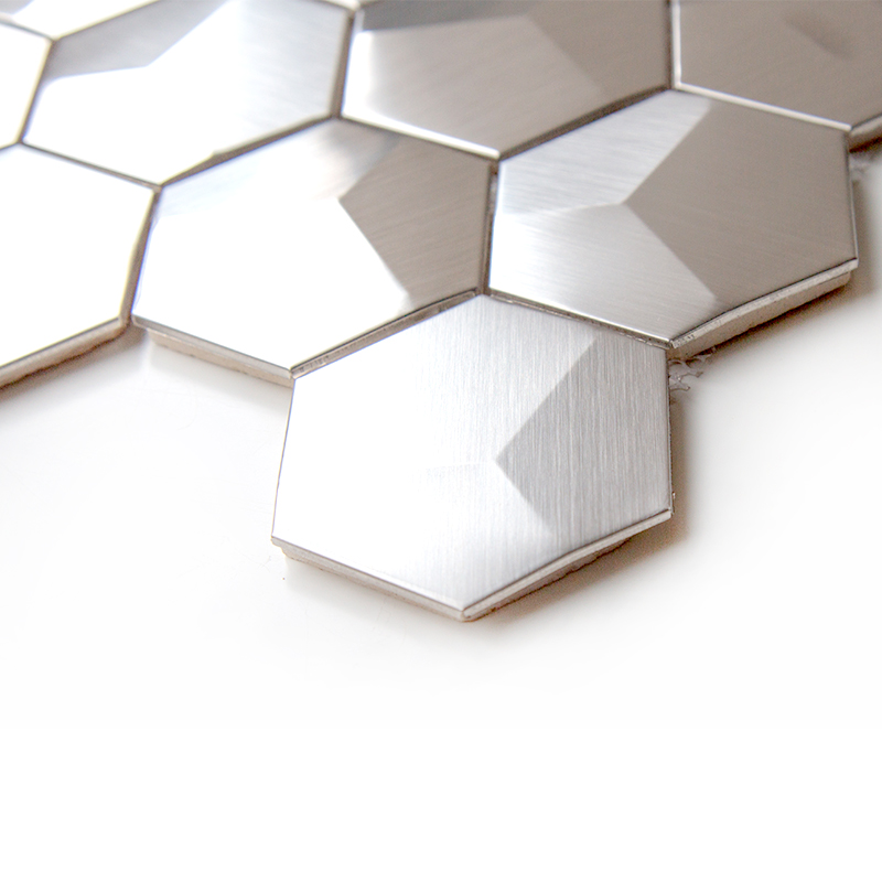 Sliver roestvrijstalen tegels hexagon matte metalen mozaïeken voor keuken backsplash