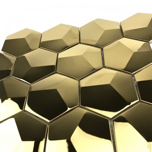 3D Gouden mozaïektegels hexagon spiegeltegels metaalmozaïek voor spatwand / badkamerdecoratie