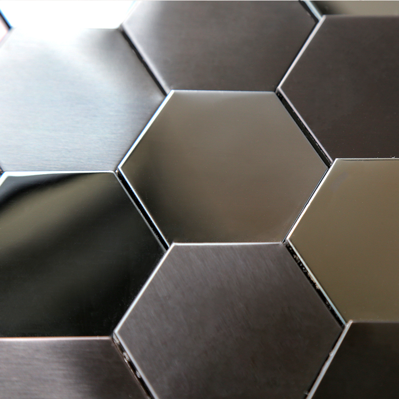 3D zwarte mozaïektegels Hexagon metalen roestvrijstalen mozaïek keuken badkamer backsplash tegel