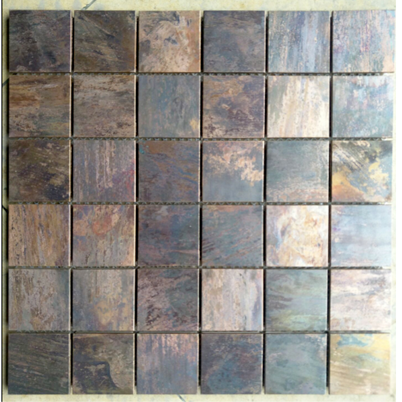 Het hete verkopen vierkante metalen wand koper messing backsplash, antieke koperen mozaïek tegel voor badkamer keuken decoratief