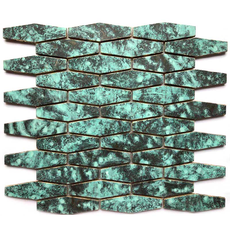 Cafe Green Subway Fan vormige vis schaal antieke metalen messing bronzen mozaïek wandtegels