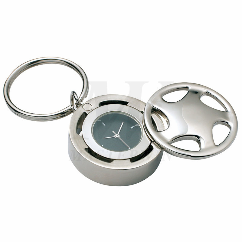 Metalen sleutelhouder met quartz klok_B62759