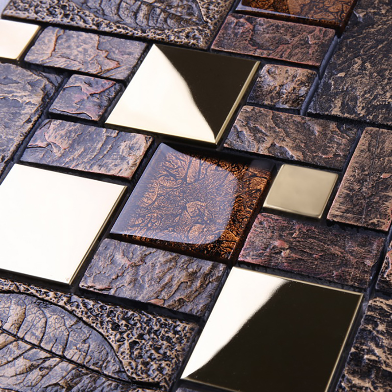 Luxe badkamer design glitter kristalglas gemengd gouden metalen mozaïek tegel voor wanddecoratie