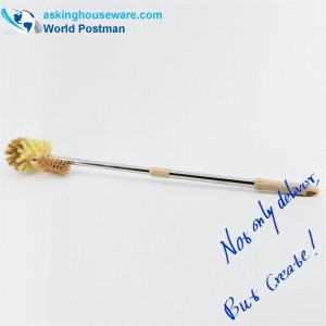 Akbrand toiletpotborstel Elastische roestvrijstalen buis met kleine multifunctionele reinigingsborstel