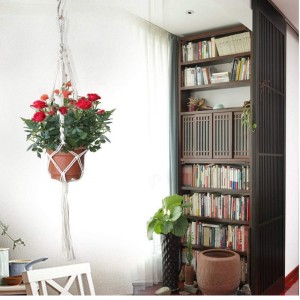 Handgemaakte katoenen touwplanthanger voor cadeau-ronde en vierkante potten (pot niet inbegrepen)