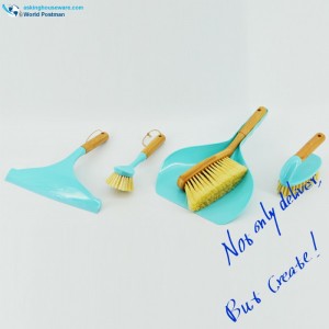 Akbrand Huishoudelijke Bamboe Handvat Reinigingsborstels Set 4in1 Tiff. Kleur