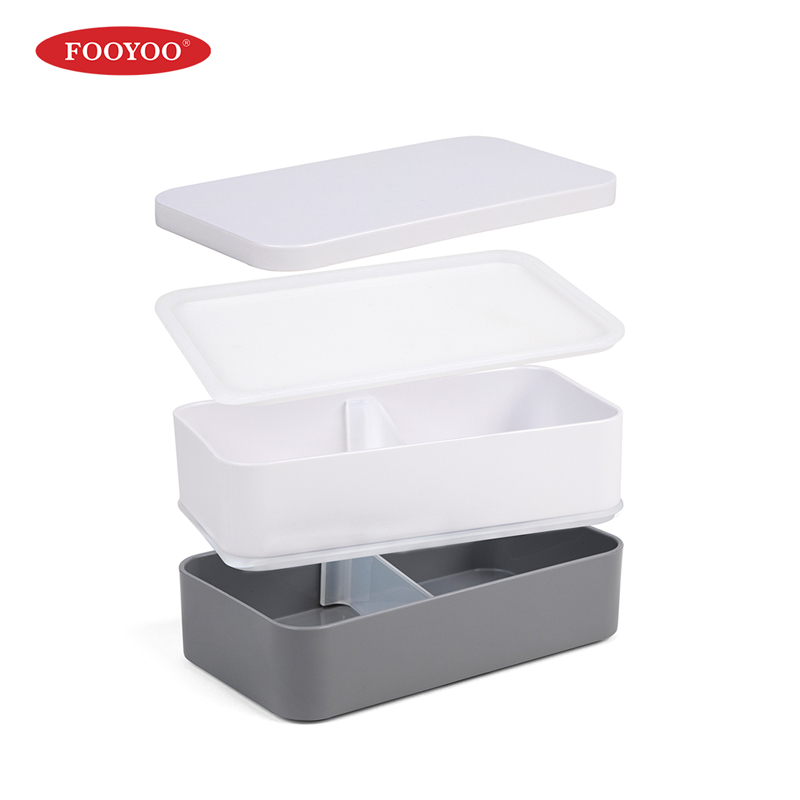 2-laags plastic stapelbare draagbare maaltijdpreparaten Bento-lunchbox voor kinderen