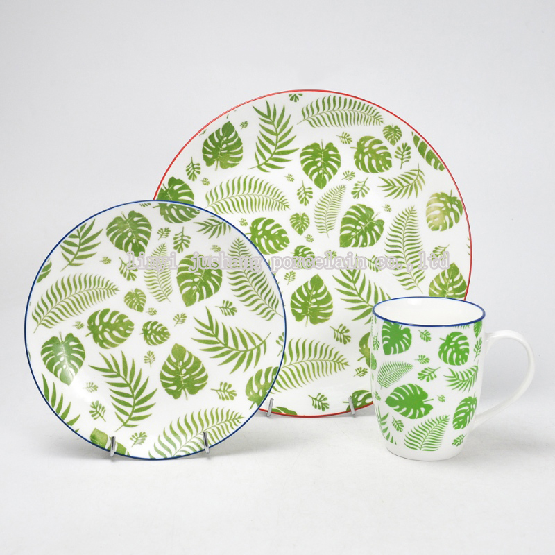 servies - 16-delig porseleinen coupé-dinerset met print-embleem