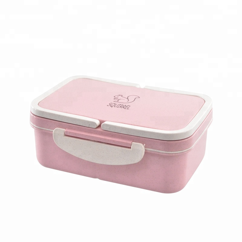 Draagbare milieuvriendelijke BPA-vrije tarwestro u0026 PP Bento-lunchbox voor kinderen met 3 compartimenten