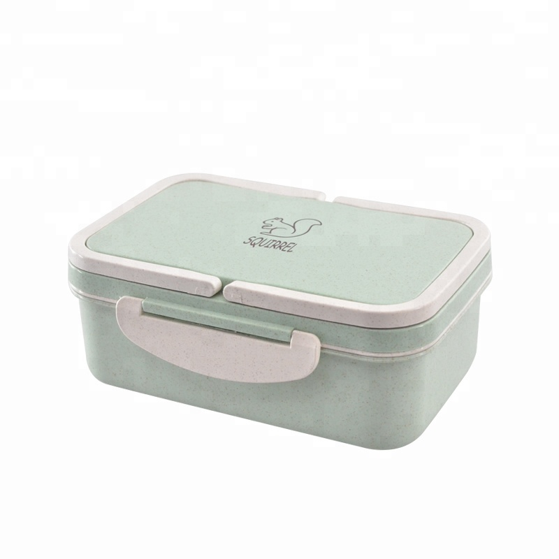 Draagbare milieuvriendelijke BPA-vrije tarwestro u0026 PP Bento-lunchbox voor kinderen met 3 compartimenten