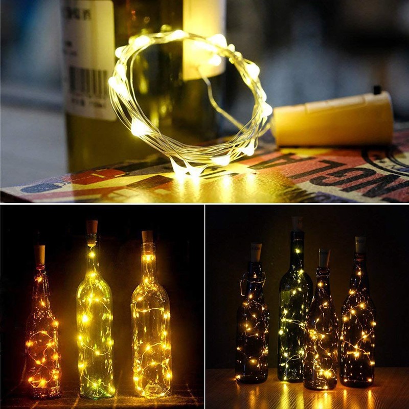 Hete verkoop kurklampen voor wijnfles, wijnflesverlichting 6.5ft 20 LED wijnkurk lichtslingers voor glazen Mason Jar Fair