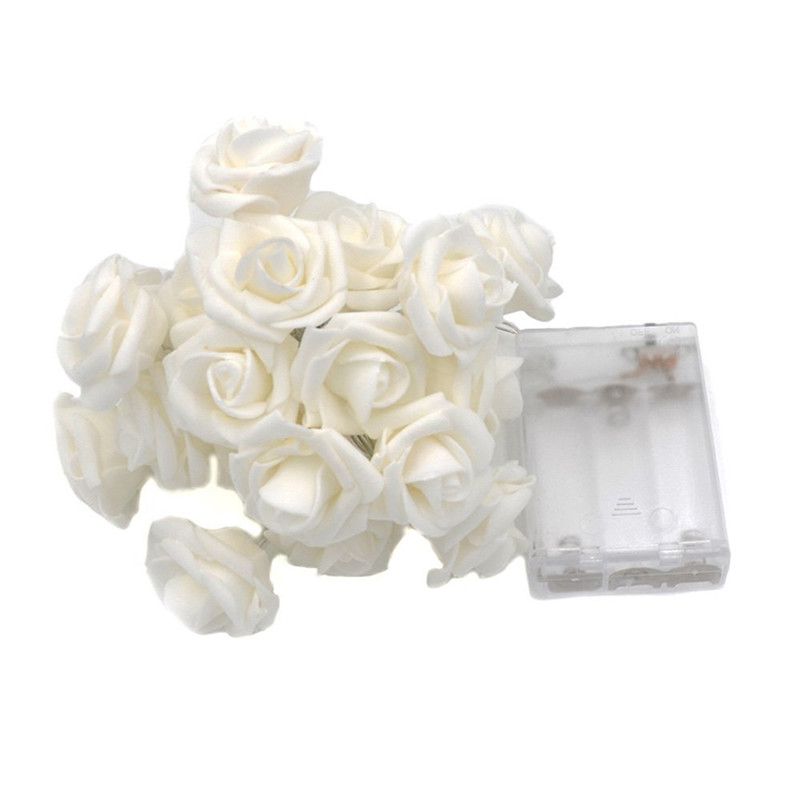 10 / 20LEDs Batterij-aangedreven LED Rose Flower Lichtslingers Kerst Fairy Light Valentine Bruiloft Feestdecoratie