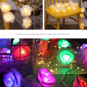 10 / 20LEDs Batterij-aangedreven LED Rose Flower Lichtslingers Kerst Fairy Light Valentine Bruiloft Feestdecoratie