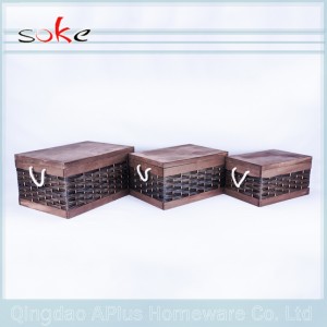 Geweven opbergmand van natuurlijk rotanhandvat