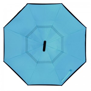 Op maat gemaakte dubbellaags C-handgreep ondersteboven regenparaplu