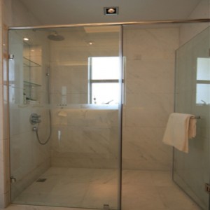 FRAMELESS TEMPERED GLASDEUR VOOR BADKAMER