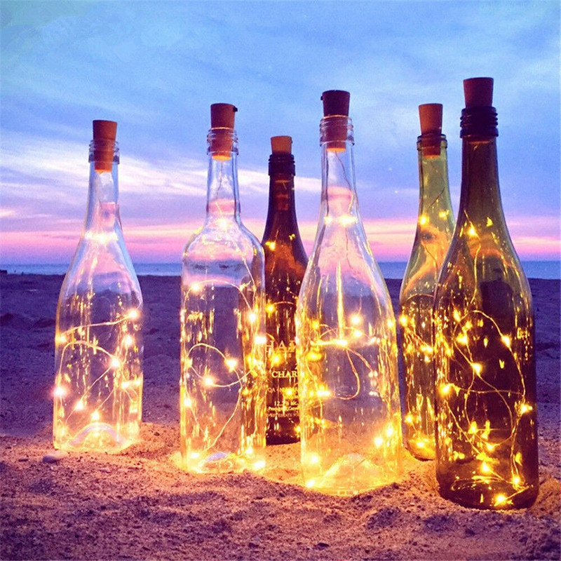 20 LED Strip wijnfles Lamp Fairy Lights kurk String Wire 2M partij bruiloft