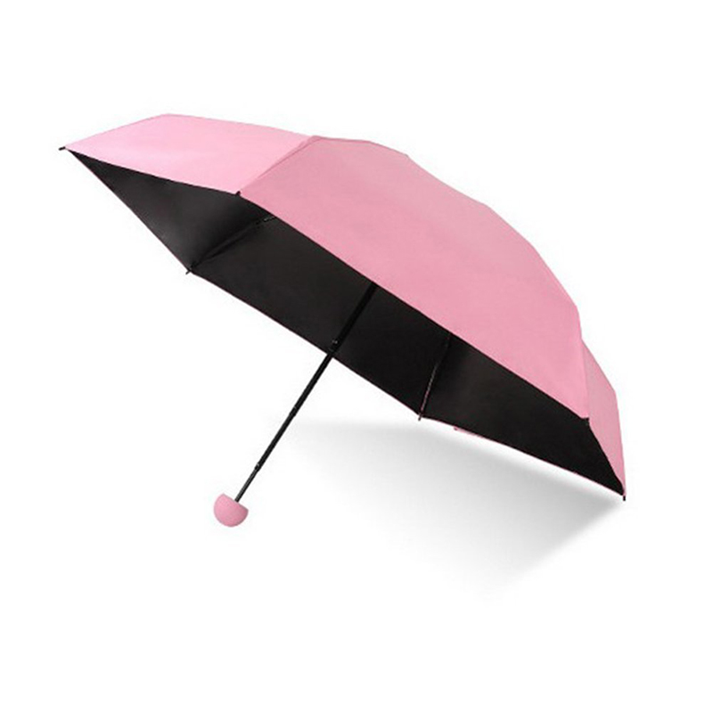 Paraplu 2019 6 panelen Mini 5-voudig zwart gecoate uv-paraplu Roze capsuleparaplu