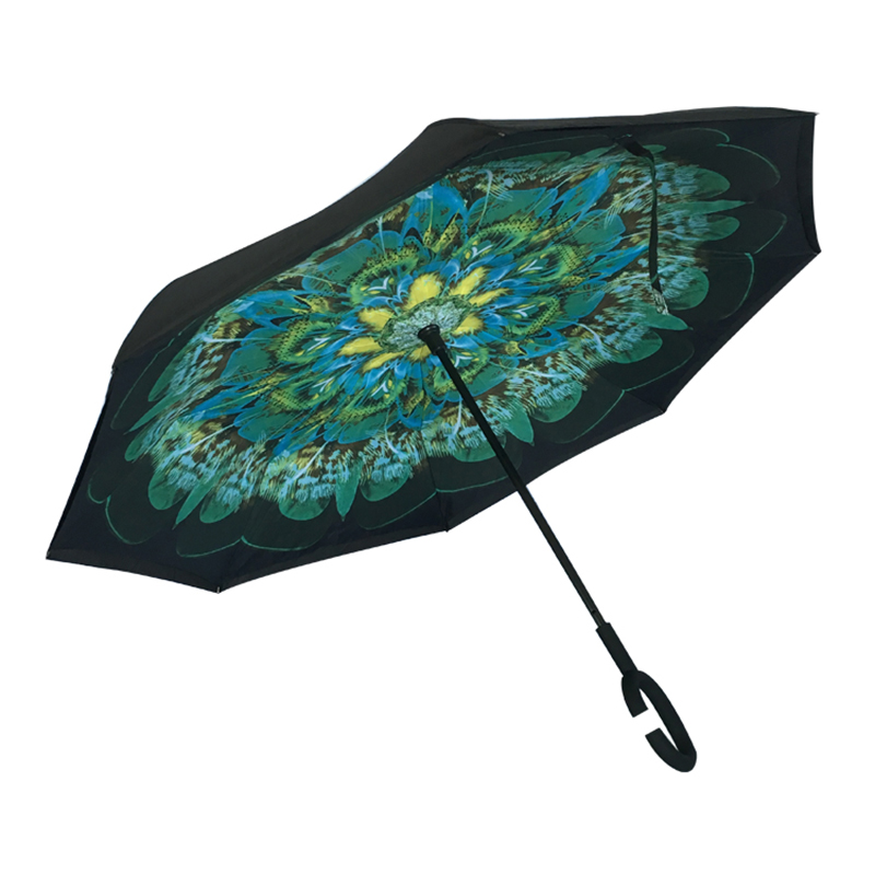 2019 Auto-paraplu promotionele dubbellaags op maat gemaakte omgekeerde paraplu met bloem