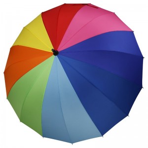 16 ribben auto open promotie paraplu frame Regenboog kleur compacte custom rechte paraplu