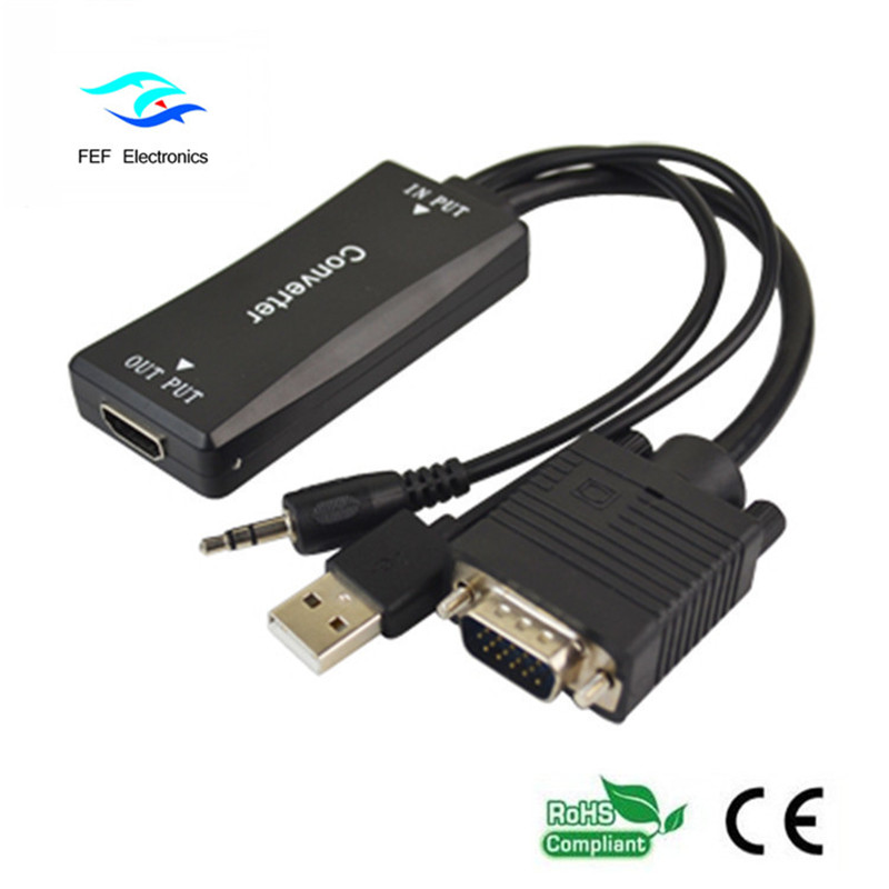 VGA mannelijk naar HDMI vrouwelijk + Audio + USB-voeding Code: FEF-HIC-011