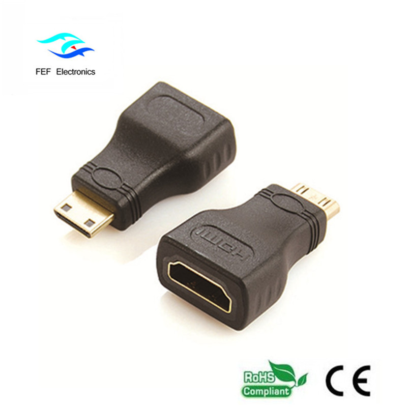 HDMI female naar mini HDMI male adapter goud / vernikkeld Code: FEF-H-022