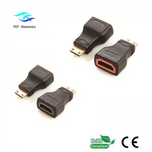 HDMI female naar mini HDMI male adapter goud / vernikkeld Code: FEF-H-022