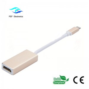 USB TYPE-C naar Displayport female converter Metalen behuizing Code: FEF-USBIC-004