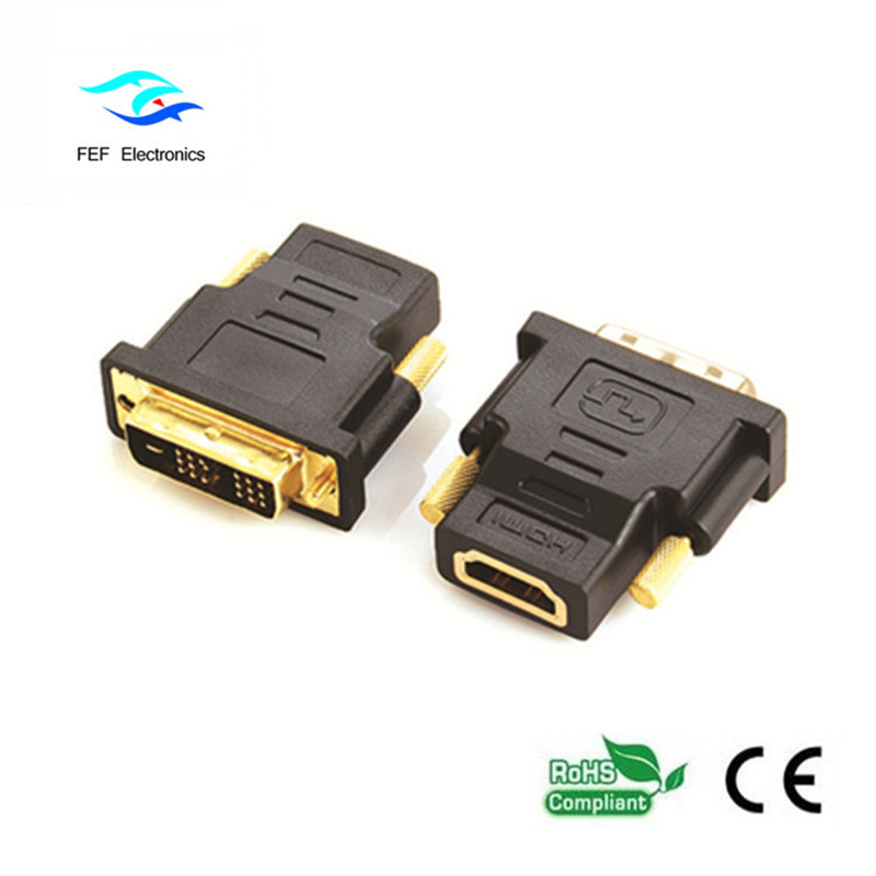 DVI (18 + 1) mannelijk naar HDMI vrouwelijk adapter goud / vernikkeld Code: FEF-HD-002