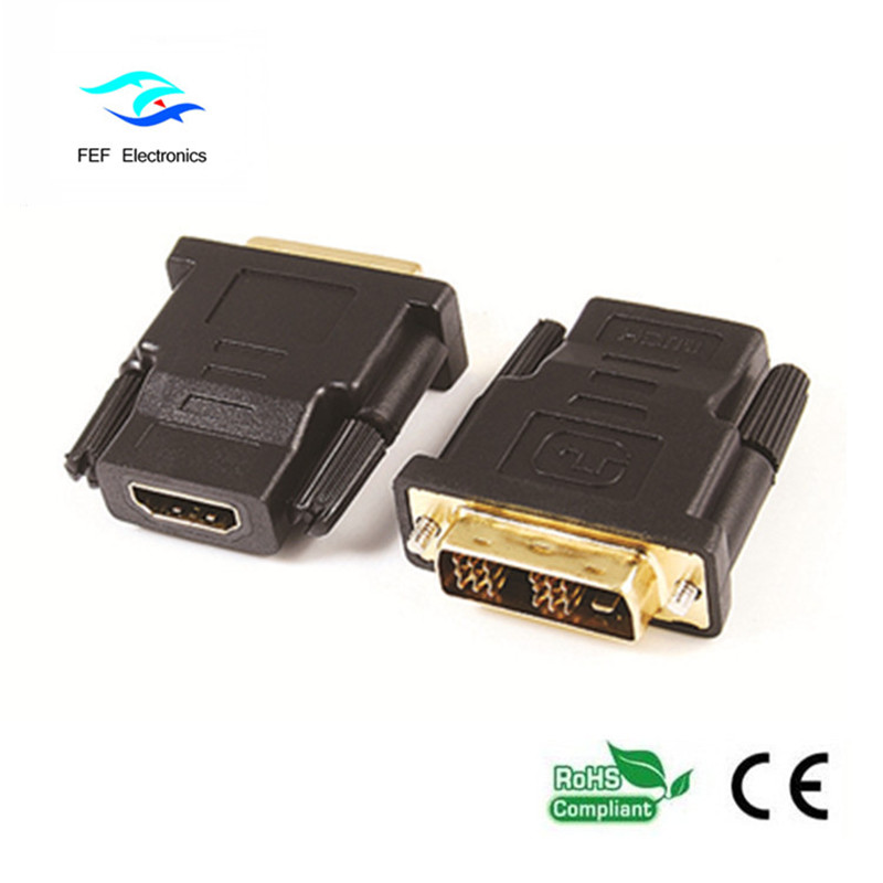 DVI (24 + 1) mannelijk naar HDMI vrouwelijk adapter goud / vernikkeld Code: FEF-HD-003