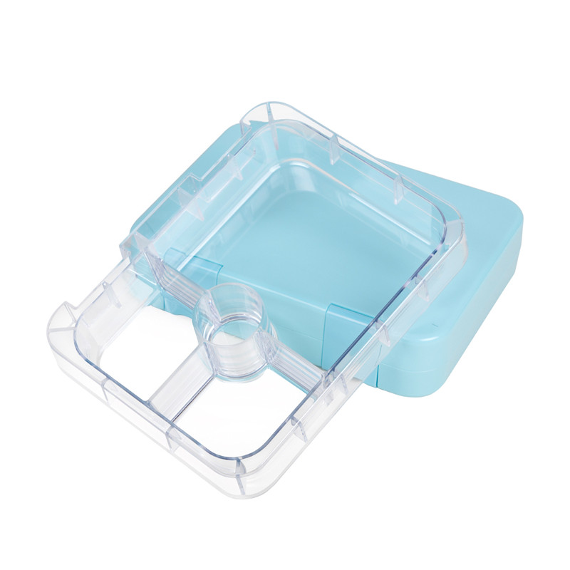 Lekvrije Bento lunchbox voor kinderen en volwassenen, blauwe kleur, 4 compartimenten