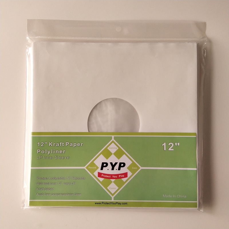 33 RPM Wit kraftpapier-record Binnenmouwen gepolijst met gat voor 12 vinylplaat