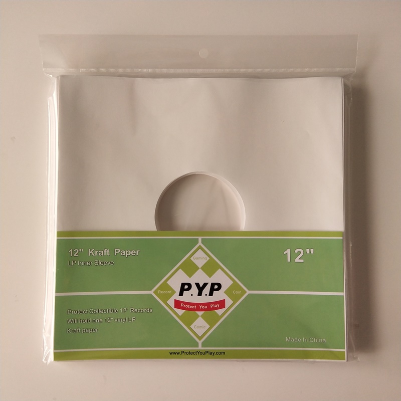 12 LP Witte kraftpapier-platenalbumhoezen met middengat