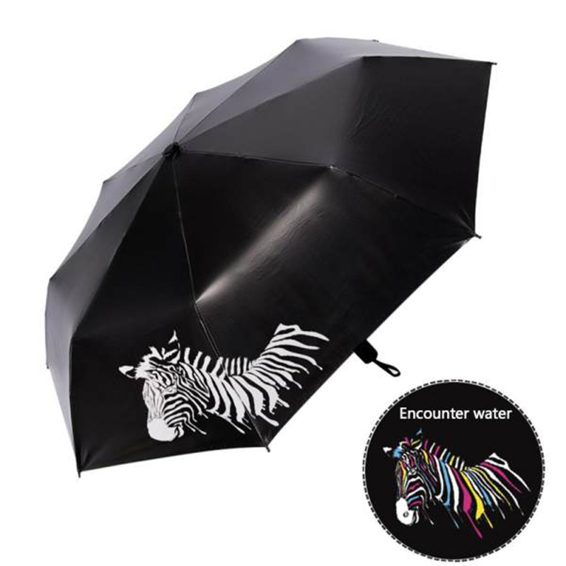 Marketingadvertentie 3-voudig Kleur veranderende manul open UV-bescherming stof paraplu