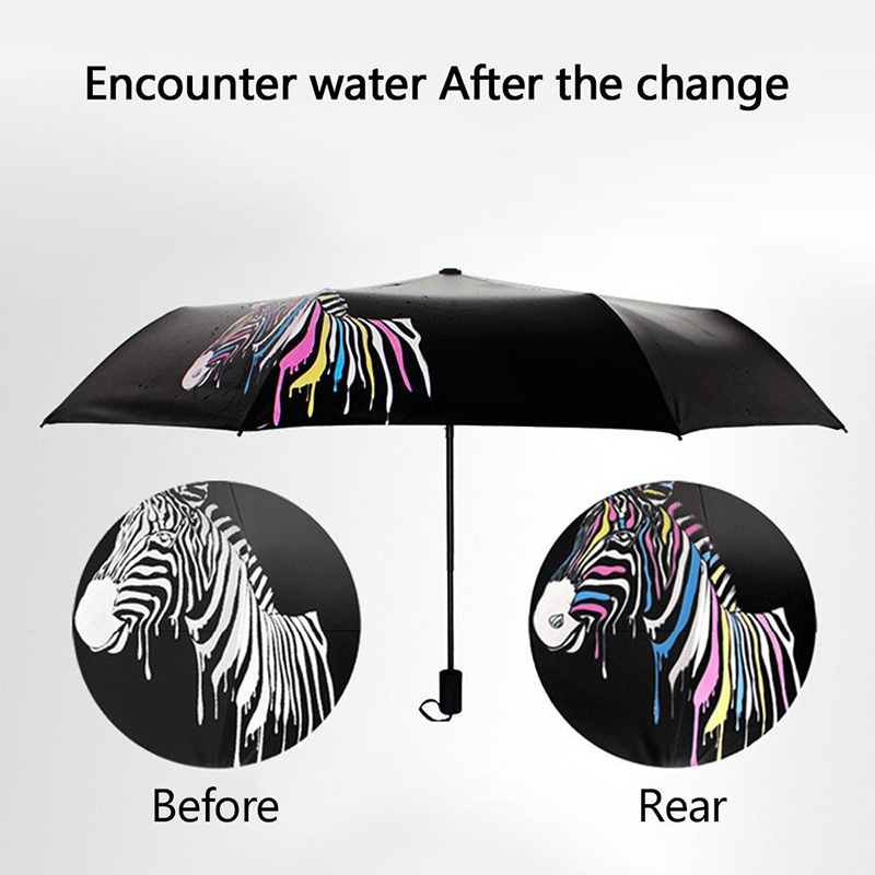 Marketingadvertentie 3-voudig Kleur veranderende manul open UV-bescherming stof paraplu