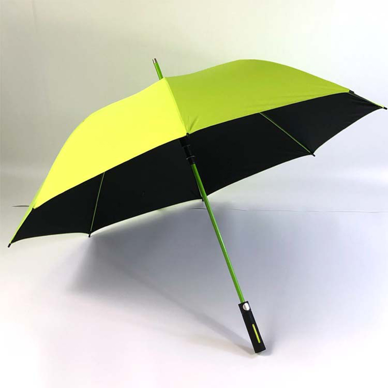 Custom kleurrijke fiberglas frame lange steel rechte winddichte golfparaplu