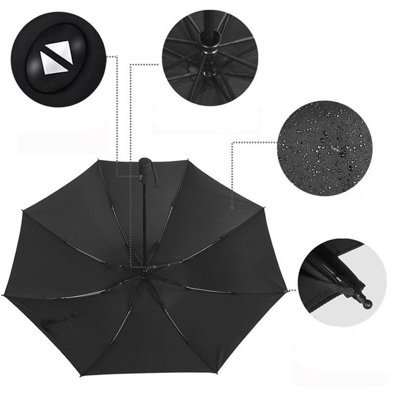 8 ribben paraplu hydrofobe coating cutom Waterdichte 3 opvouwbare AOAC omgekeerde regenparaplu