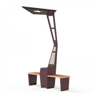LED-buitenverlichting op zonne-energie met smart bench oplaadtelefoons en tablets
