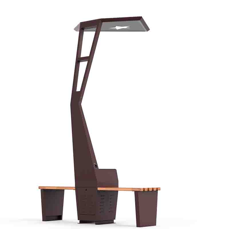 LED-buitenverlichting op zonne-energie met smart bench oplaadtelefoons en tablets