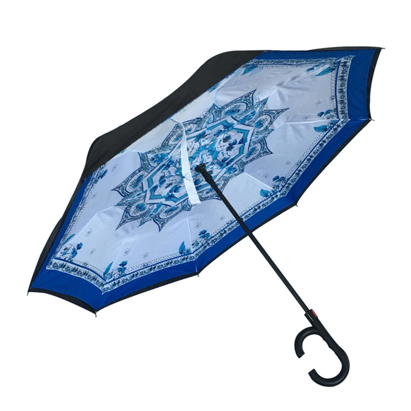 2019 Marketinggeschenken Auto open manul dicht aangepast afdrukken speciale regen omgekeerde winddichte omgekeerde paraplu