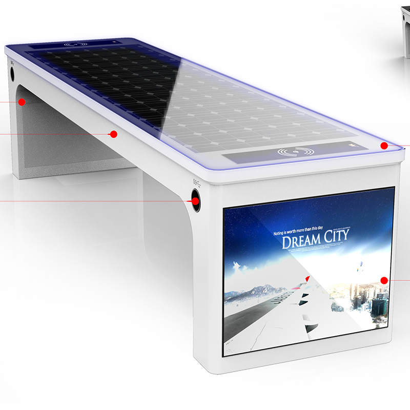 Solar Smart Park Bench met draadloze oplader en 4G wifi-router