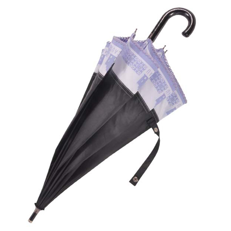 Opvouwbare paraplu met 2 vouwen, compact, op maat bedrukt met gebogen handgreep