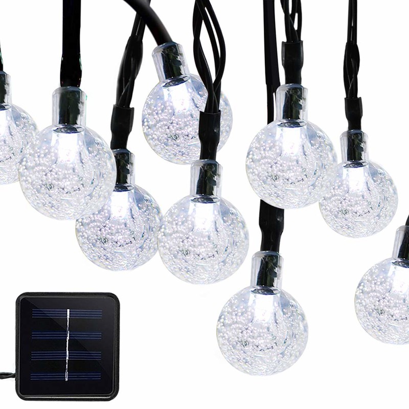 solar lamp string 50 LED bubble crystal bol 7 m / 23 ft 8 mode Kerstverlichting geschikt voor buiten Kerst landschap tuin binnenplaats familie vakantie pad gazon partij versierd witte lichten