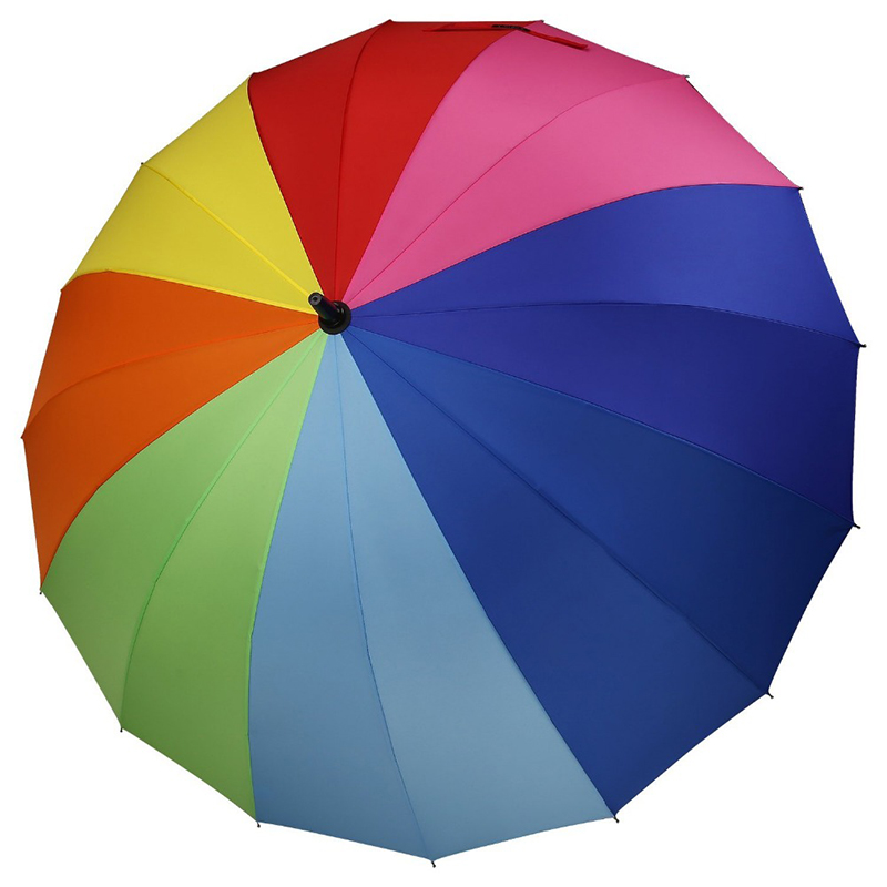 Groothandel regenboog merchandise geschenken pongee stof 16K rechte automatische regenparaplu