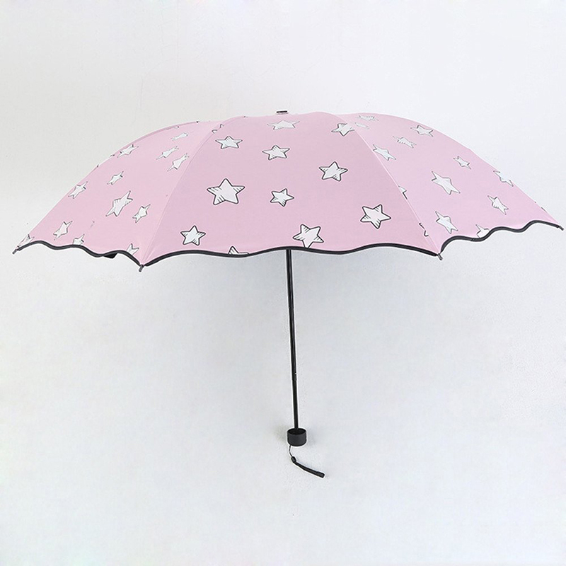 Van kleur veranderende regenparaplu met handmatige open functie 3 opvouwbare paraplu