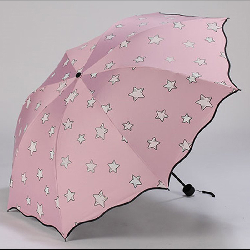 Van kleur veranderende regenparaplu met handmatige open functie 3 opvouwbare paraplu