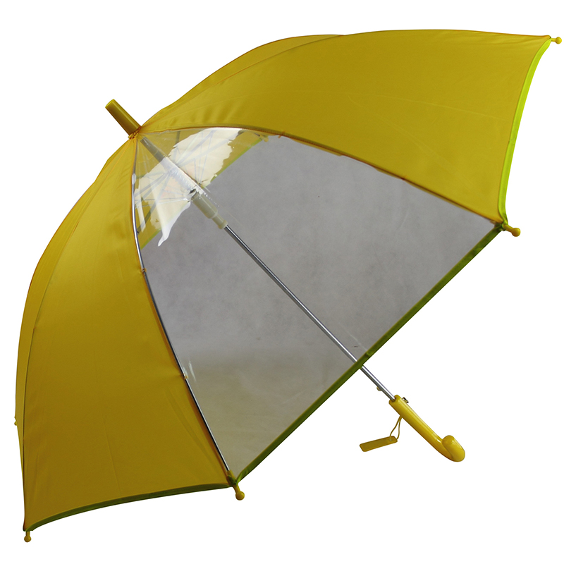 Kinderen blauwe stoffen paraplu met vensterpaneel paraplu print kinderen regenparaplu