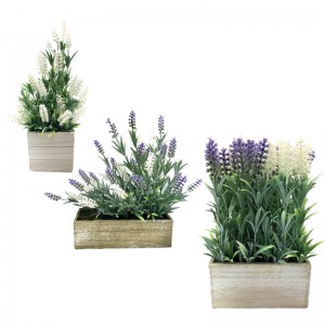 Kunstmatige tafelblad decoratie houten pot Plant Home Decor lavendel bloemen regelingen
